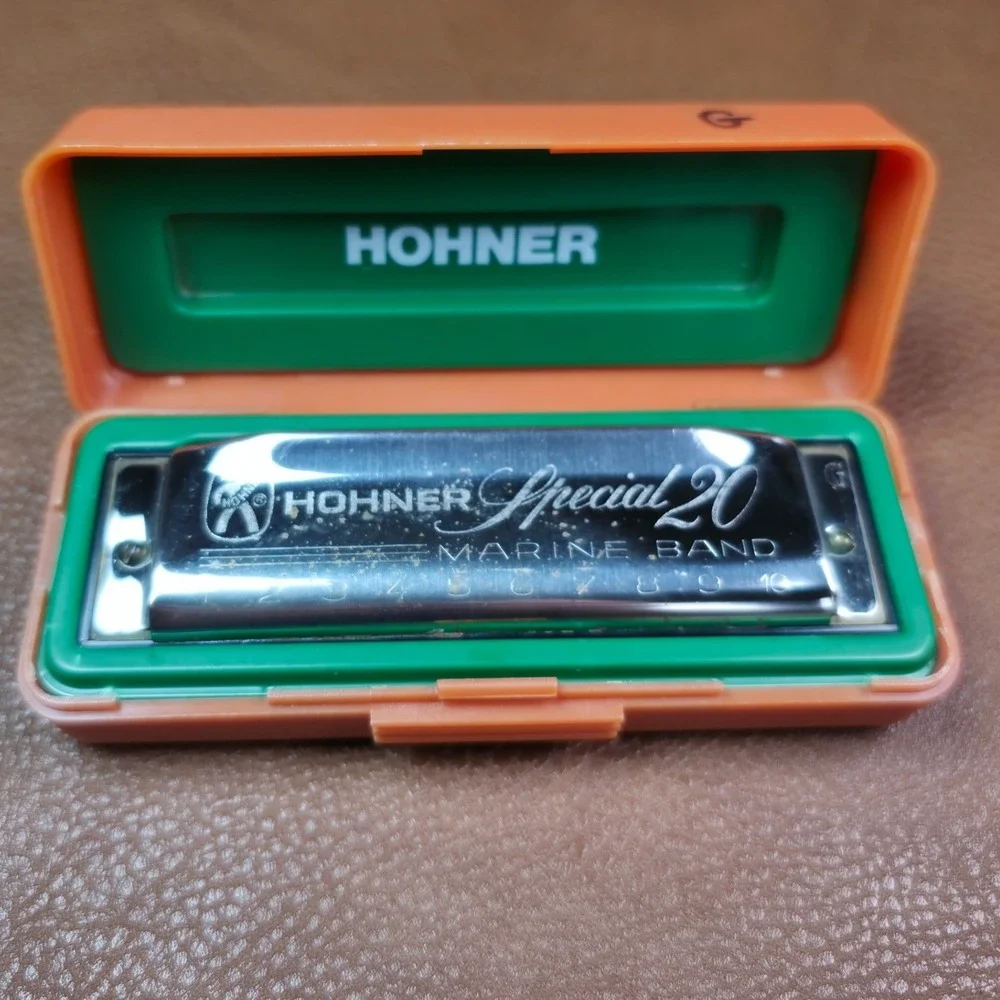 Vintage Hohner Special 20 Marine Band Harmonica Key of G Made in Germany w/ Case